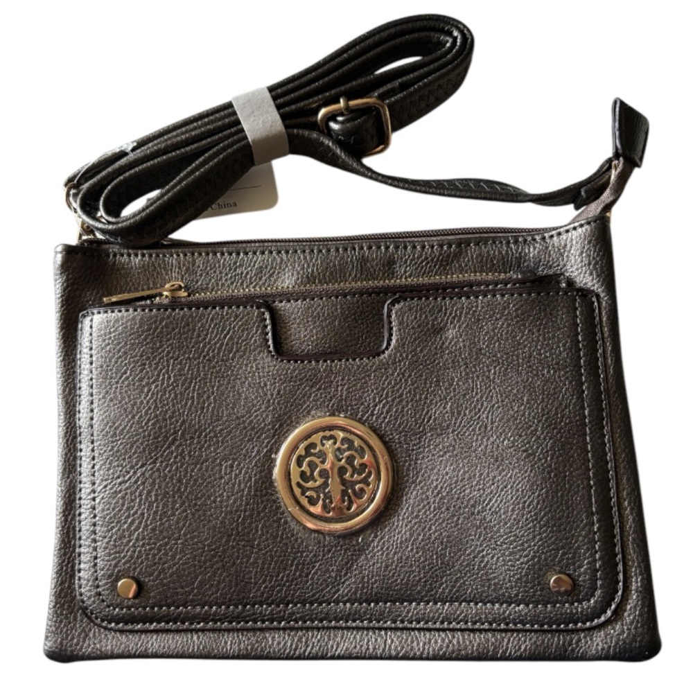 NWT Cross Body Travel Bag. Metallic Brown. Brand New